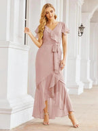 Numbersea Ruffled Bridesmaid Dresses Mermaid Formal Violin Evening Party Prom Gowns 28042