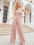 Numbersea Crisscross Neck Jumpsuit Formal Evening Dress Long Bridesmaid Dresses Bell-bottomed Pants 28033
