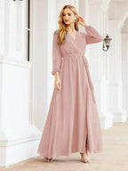 Sunnderly Women's Chiffon Bridesmaid Dress A line Long Sleeves Formal Evening Prom Gown for Wedding Guest SY28032
