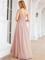 Numbersea One Shoulder Bridesmaid Dresses Long Maxi Formal Evening Party Prom Gowns 28061