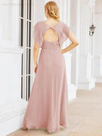 Sunnderly Bridesmaid Dresses Cape Formal Prom Dress Open Back Gowns for Mother of The Bride SY28058
