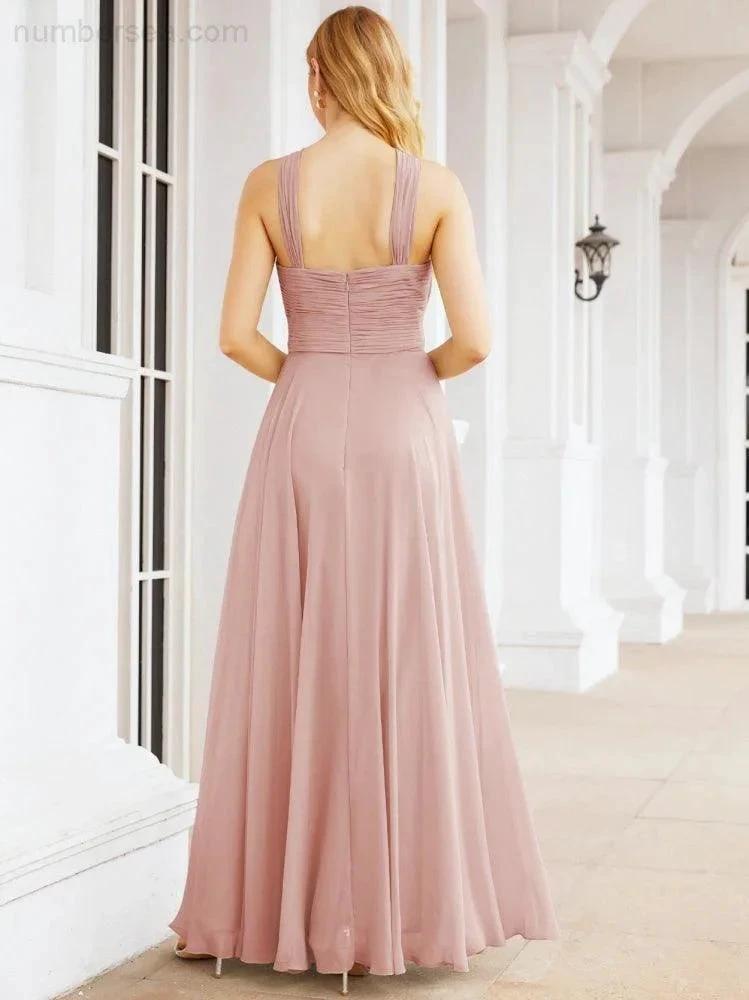 Numbersea Crisscross Halter Bridesmaid Dresses for Party Wedding Evening Prom Maxi Ball Gowns 28053