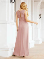 Formal Prom Gown Elegant V-Neck Sleeveless Bridesmaid Dresses for Wedding Party 28037