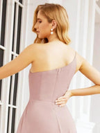Numbersea Women's One Shoulder Formal Prom Gowns for Mother of The Bride Side Slit Bridesmaid Dresses 28052