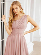 Numbersea One Shoulder Bridesmaid Dresses Long Maxi Formal Evening Party Prom Gowns 28061