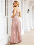 Numbersea Crisscross Halter Bridesmaid Dresses for Party Wedding Evening Prom Maxi Ball Gowns 28053
