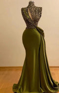 High neck vintage evening dresses long sparkly vintage elegant evening gowns  Y390