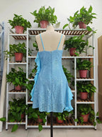 Beautiful Blue Straps Sequins Chiffon Ruffles Cocktail Dress Homecoming Dress Y8253