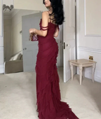 Sexy Slit Mermiad Prom Dress Long Chiffon Evening Dress Party Gown Y7547