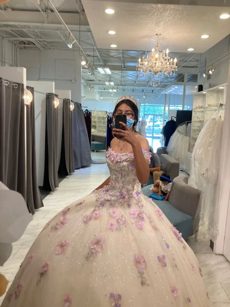 Stunning Off The Shoulder Floral Applique Quinceanera Dress Ball Gown Sweet 16 Dress Y4513