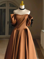 Satin Bridal Dress,Off Shoulder Wedding Dress, Vintage Wedding Dress Y4963