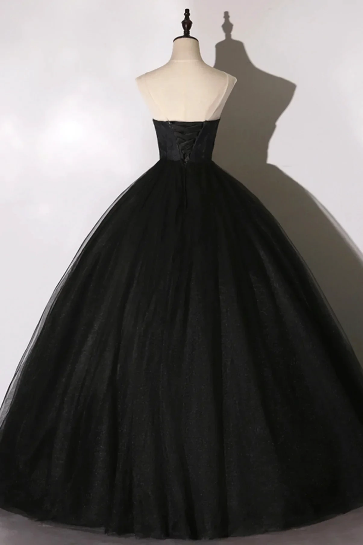 Black lace long ball gown dress A line formal dress Y1295