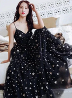 Sexy Black Sweetheart Tulle Long Party Dress Chic Black Evening Dress Prom Dress Y1159