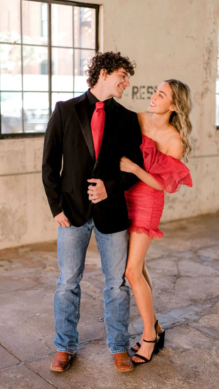 Red Ruffled Necklines Homecoming Dress Formal Dress  Y5413