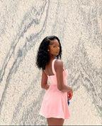 A-line Pink Short Homecoming Dress Pink Graduation Dress Y1944