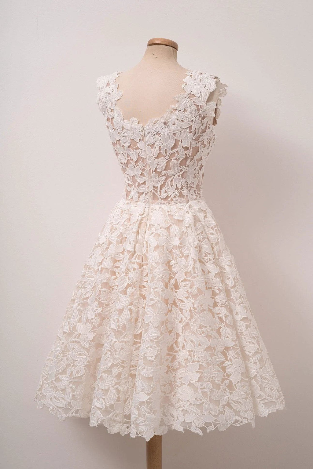 A-line Ivory Lace Homecoming Dresses Square Neck Short Prom Dress PD312