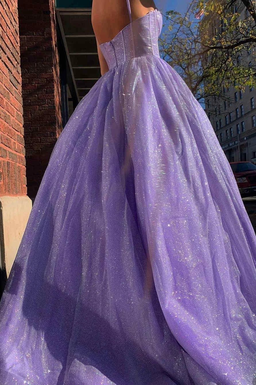 Lavender Straps Long Formal Dress SYP85