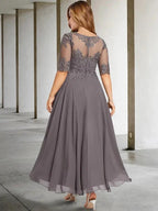 A-Line/Princess Scoop Tea-Length Mother of the Bride Dresses