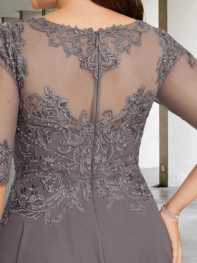 A-Line/Princess Scoop Tea-Length Mother of the Bride Dresses