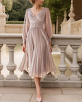 A-Line/Princess V-Neck Long Sleeves Tea-Length Chiffon Mother Of The Bride Dresses