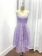 A-Line V-Neck Pearl Pink Lace Bridesmaid/Prom/Homecoming Dress BD053