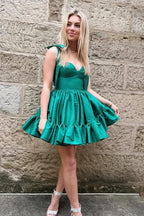 A-line Pink Ruffle Cute Sweetheart Homecoming Dresses PD491