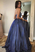 A-line Sparkly Halter Neck Long Prom Dresses Cute Formal Dress PSK371