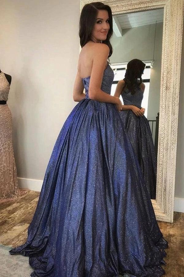 A-line Sparkly Halter Neck Long Prom Dresses Cute Formal Dress PSK371