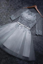 A-line Tulle Homecoming Dresses Scoop Short/Mini Prom Dresses  PD047