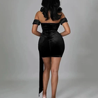 Black Fashion Folds Off The Shoulder Mini Tube Dress Sexy Homecoming Dress Y2757