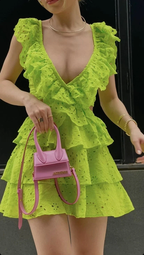Green A-line V Neck Homecoming Dress Summer Casual Dress Y2629