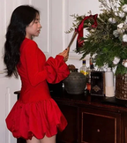 Red Long Sleeves A Line Mini Cocktail Dress Classy Homecoming Dress Y8103