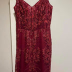 Charming Red Mermaid Lace Appliques Prom Dress,Evening Dress Winter Dance Dress Y4345