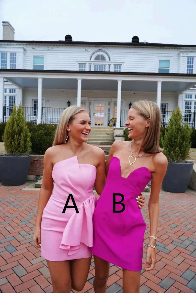 Cute Strapless Homecoming Dress Pink Homecoming Dress Y2498