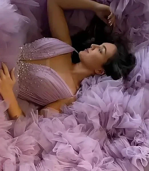 Purple A-line V Neck Tulle Ball Gown,Purple Princess Dress,Fairy Dress Y6590