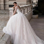 Appliques Vestido De Noiva Deep V-neck Vestidos De Novia Long Sleeves Wedding Dresses Lace Robe De Mariée
