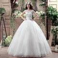 Applqiues Vestido De Noiva Cap Sleeve Wedding Dresses V-neck Vestidos De Novia