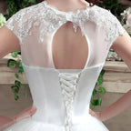 Applqiues Vestido De Noiva Cap Sleeve Wedding Dresses V-neck Vestidos De Novia