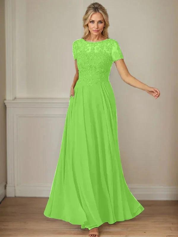 Dark Navy A-Line Boatneck Sequins Chiffon Dress