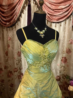 Vintage Sage Green A-Line Spaghetti Strap Satin Long Prom Dress Beaded Evening Dress Y8517