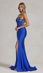 Royal Blue Prom Dress with Lace Bodice SYP55