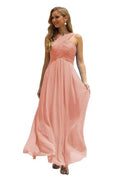 Numbersea Women Halter Chiffon Bridesmaid Dress A-line Long Formal Prom Gown SEA28015