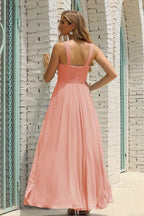 Numbersea Women Halter Chiffon Bridesmaid Dress A-line Long Formal Prom Gown SEA28015