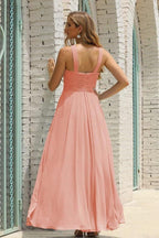 Numbersea Women Halter Chiffon Bridesmaid Dress A-line Long Formal Prom Gown SEA28015