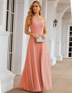 Numbersea One Shoulder Chiffon Bridesmaid Dresses Long Formal Homecoming Prom Gowns for Women Party Wedding Evening SEA28052