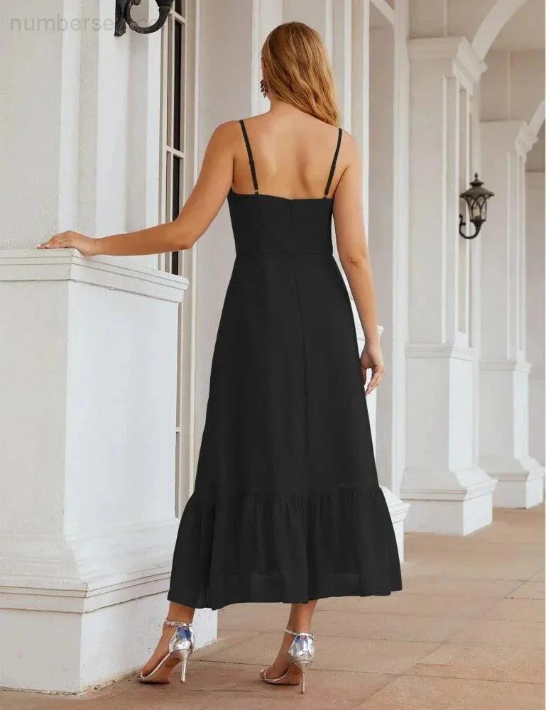 Numbersea  Spaghetti Strap Chiffon Bridesmaid Dress Ankle Length Formal A Line Cocktail Party Homecoming Dress for Juniors  SEA28028