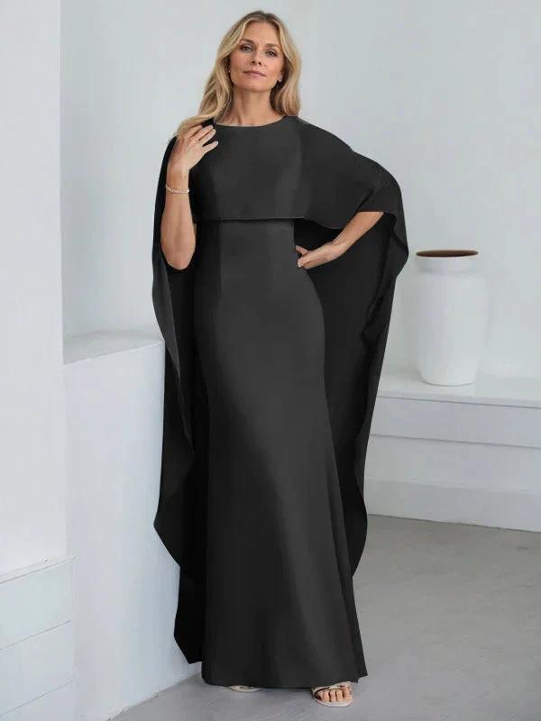 Sheath Scoop Floor-Length Chiffon Mother of the Bride Dress With Cascading Ruffles