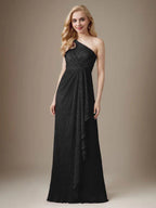 Ruby Sheath One Shoulder Metallic Mesh Dress Mother of the Bride Dress
