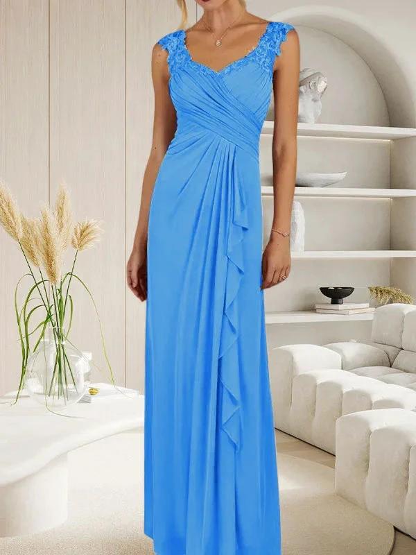 Champagne A-Line Sweetheart Neckline Pleated Mesh Dress