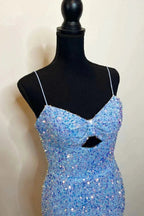 Cut Out Prom Dresses with Slit Spaghetti Strap Prom Dress SYP146